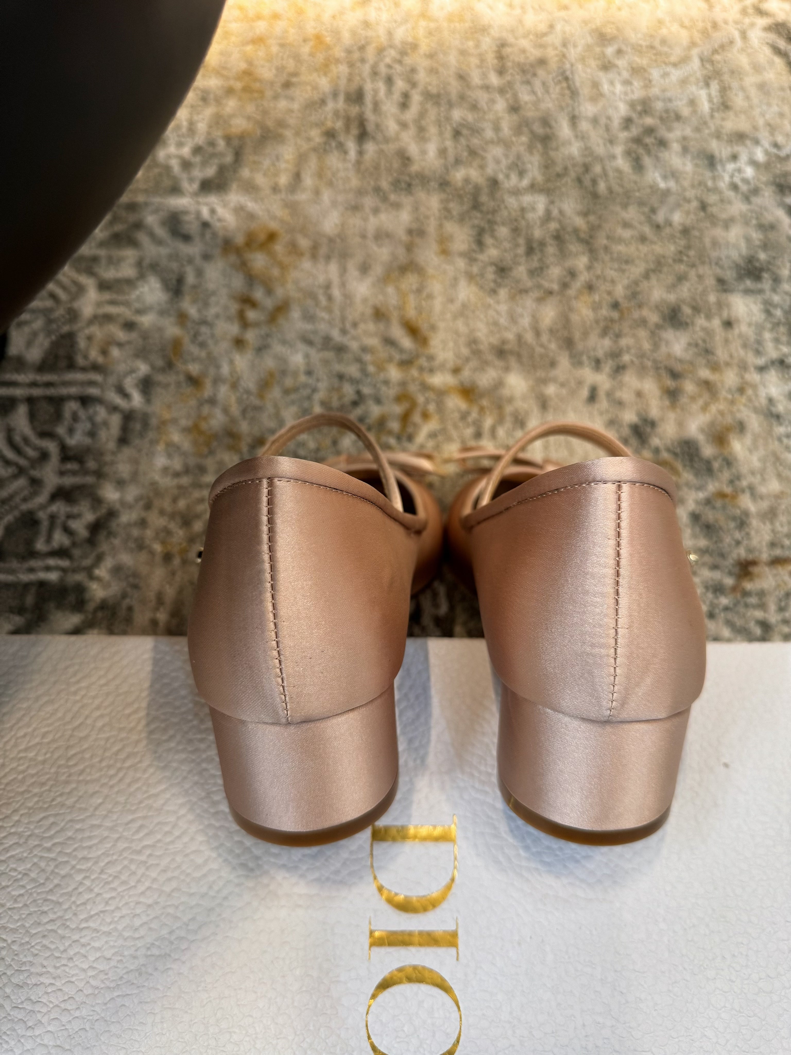 DIOR 25S LOVELY‑D BALLET FLAT 45MM IN NUDE SATIN