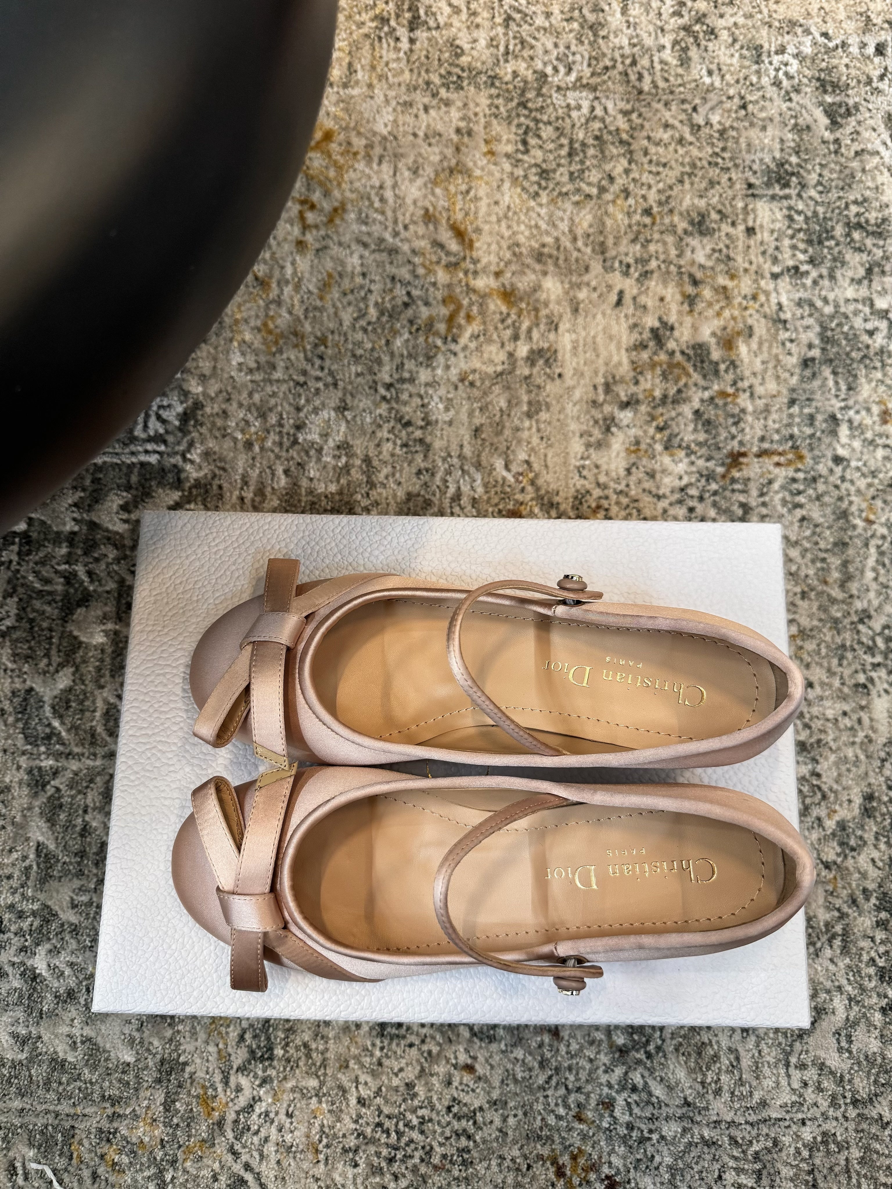 DIOR 25S LOVELY‑D BALLET FLAT 45MM IN NUDE SATIN