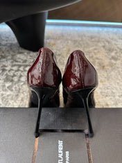 YSL 26S HEELED SHOES 110 MM IN DARK RED GLOSSY CALFSKIN