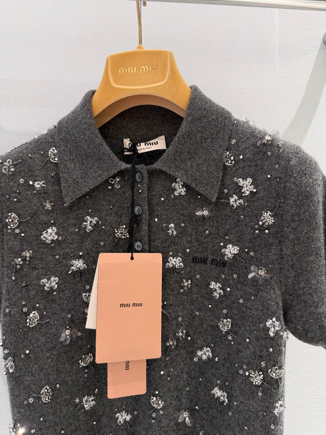 MIUMIU 26S SHORT-SLEEVED KNIT POLO SHIRT STYLE 1061