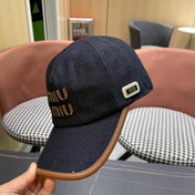 MM BASEBALL CAP IN NAVY BLUE DENIM AND CALFSKIN