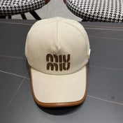 MM BASEBALL CAP IN LIGHT BEIGE FABRIC AND CALFSKIN