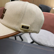 MM BASEBALL CAP IN LIGHT BEIGE FABRIC AND CALFSKIN
