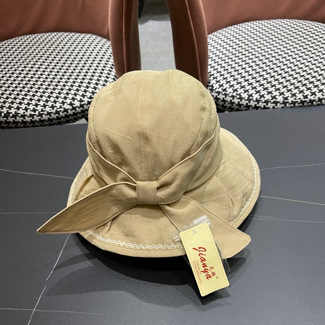 BUCKET HAT MODEL 650275 IN DARK BEIGE TEXTURED FABRIC