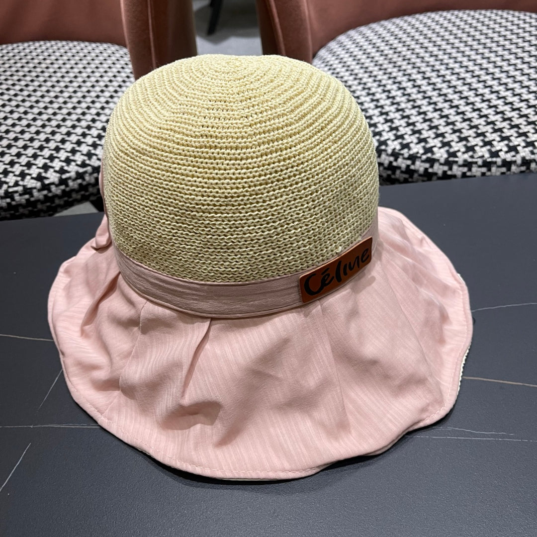 WIDE BRIM HAT MODEL 651947 IN PINK MESH FABRIC