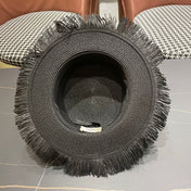 WIDE BRIM HAT MODEL 651883 IN BLACK WOVEN STRAW