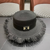 WIDE BRIM HAT MODEL 651883 IN BLACK WOVEN STRAW