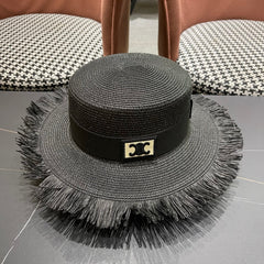 WIDE BRIM HAT MODEL 651883 IN BLACK WOVEN STRAW