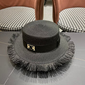 WIDE BRIM HAT MODEL 651883 IN BLACK WOVEN STRAW