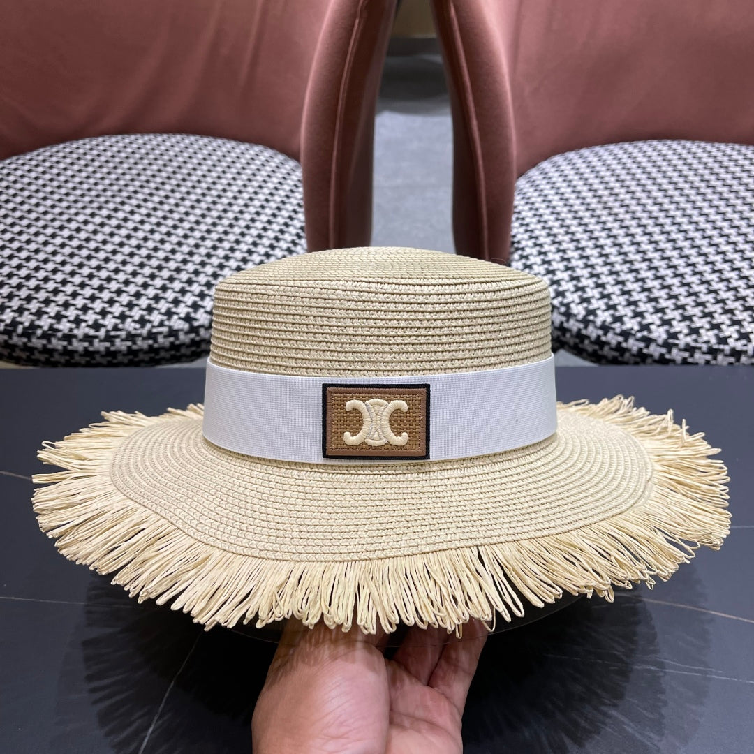 WIDE BRIM HAT MODEL 651884 IN BEIGE WOVEN STRAW