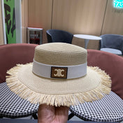 WIDE BRIM HAT MODEL 651884 IN BEIGE WOVEN STRAW