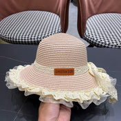 HAT IN PINK RAFFIA MIX LACE FABRIC