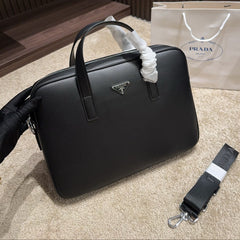 BRIEFCASE 39 IN BLACK SHINY SAFFIANO LEATHER