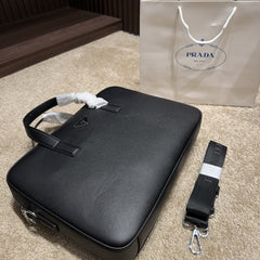 BRIEFCASE 39 IN BLACK SHINY SAFFIANO LEATHER