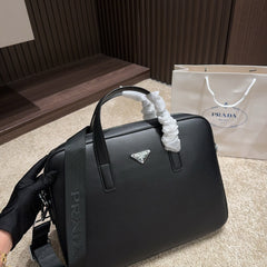 BRIEFCASE 39 IN BLACK SHINY SAFFIANO LEATHER