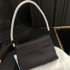 TRIANGLE LOGO SHOULDER BAG 26 IN BLACK RE-NYLON