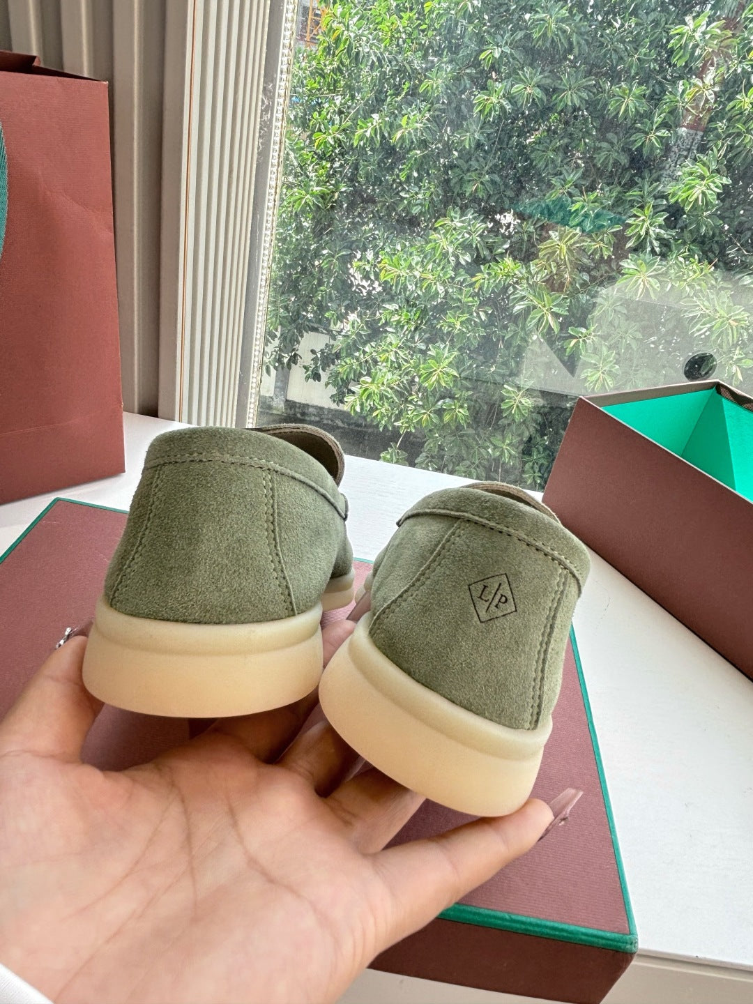 LP LOAFERS 25S IN OLIVE GRAY CASHMERE