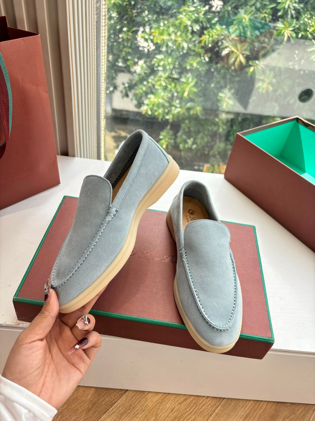 LP LOAFERS 25S IN DUSTY GREEN GRAY CASHMERE