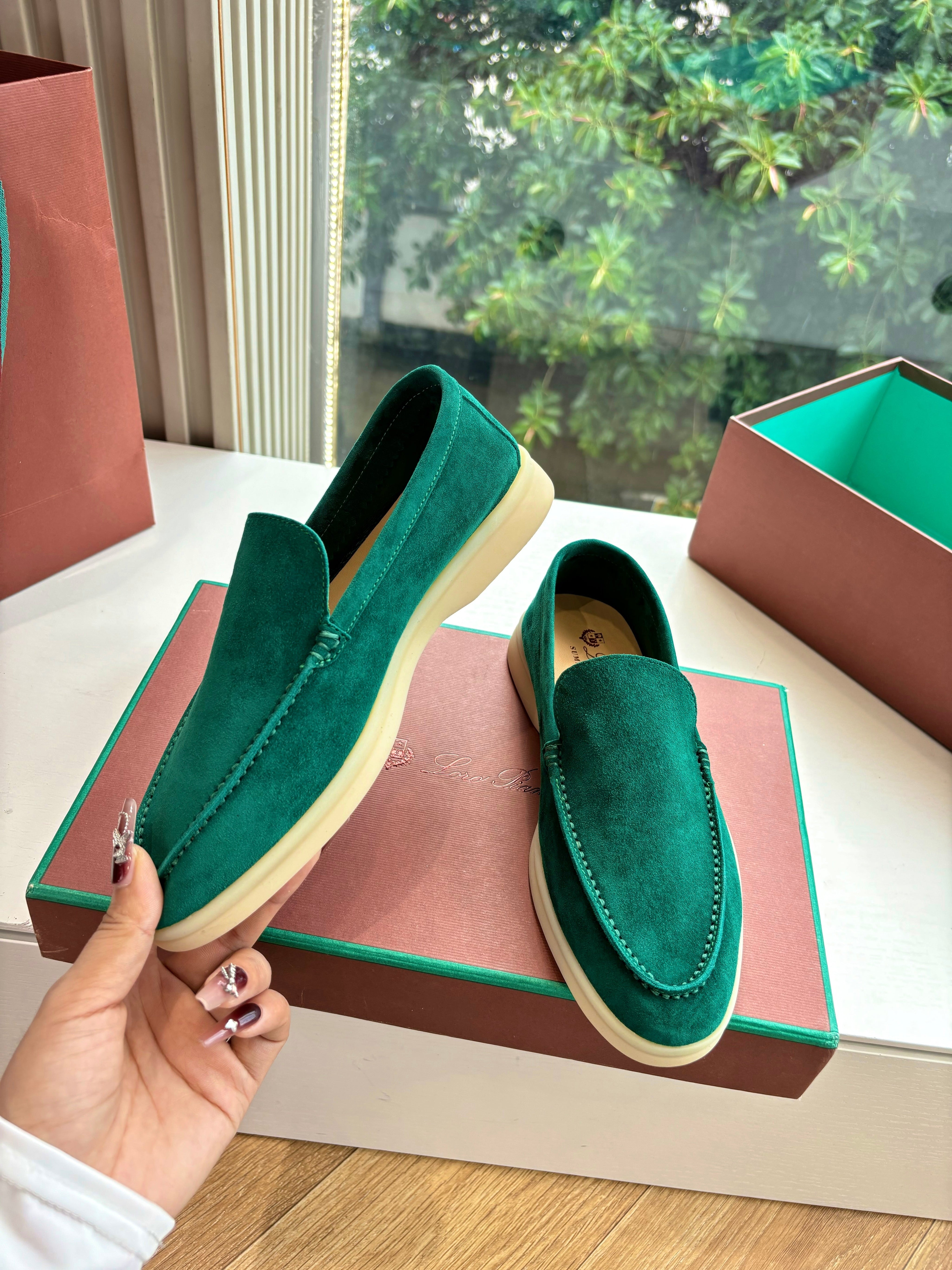 LP LOAFERS 25S IN TEAL GREEN CASHMERE
