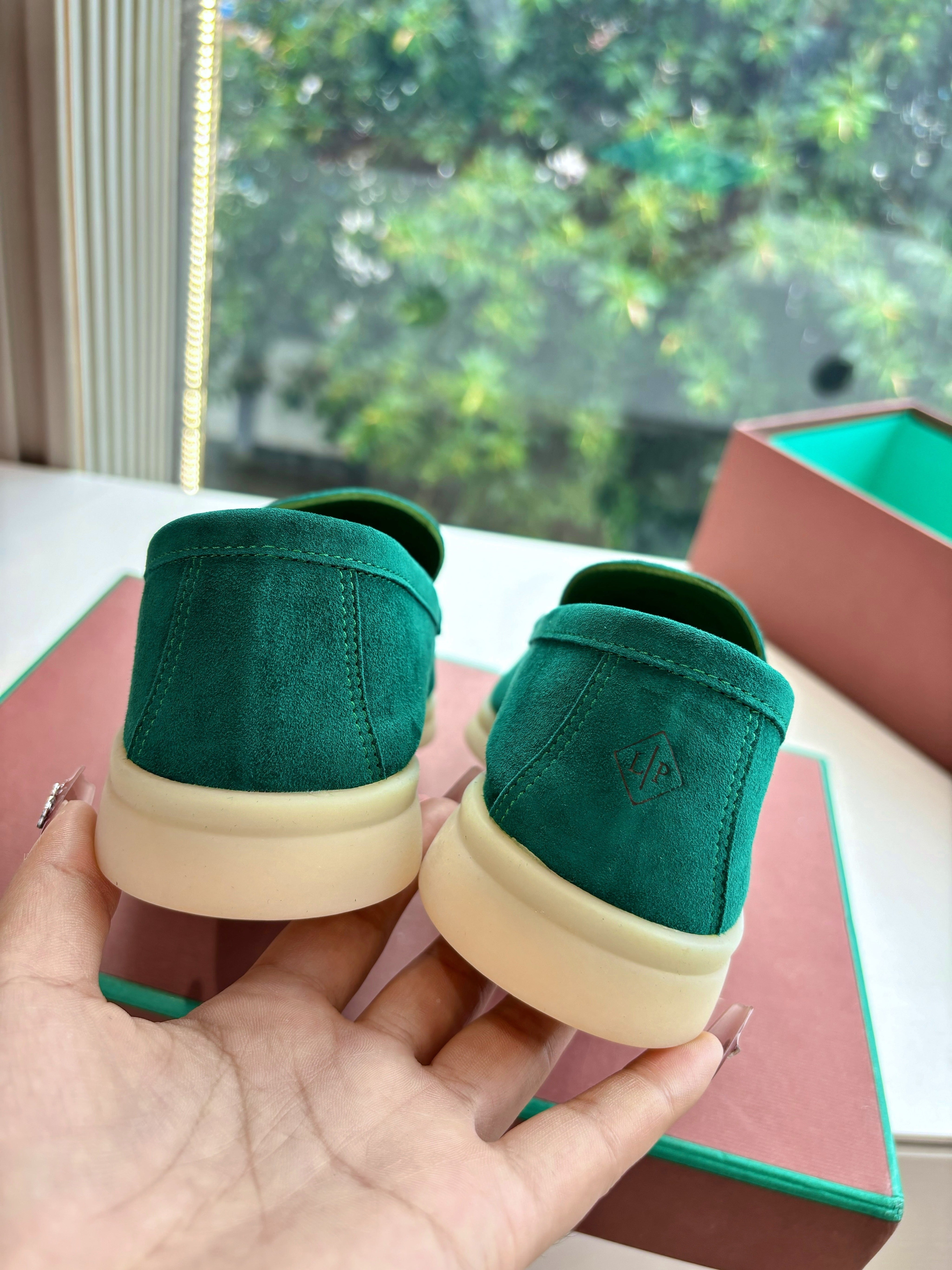 LP LOAFERS 25S IN TEAL GREEN CASHMERE