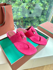 LP THONG SANDALS 25S IN DARK PINK SUEDE
