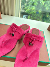 LP THONG SANDALS 25S IN DARK PINK SUEDE