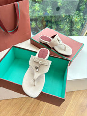 LP THONG SANDALS 25S IN CREAM BEIGE SUEDE