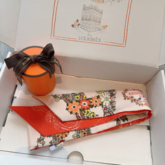 HERMES 25S SILK NECKERCHIEF 86 IN SILK 714378