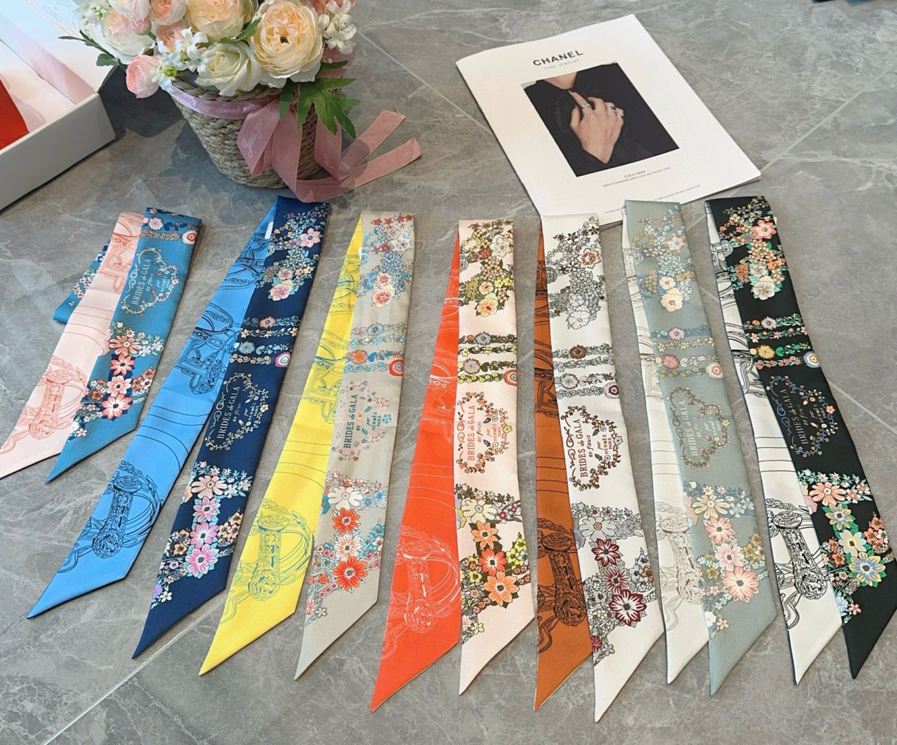 HERMES 25S SILK NECKERCHIEF 86 IN SILK 714381