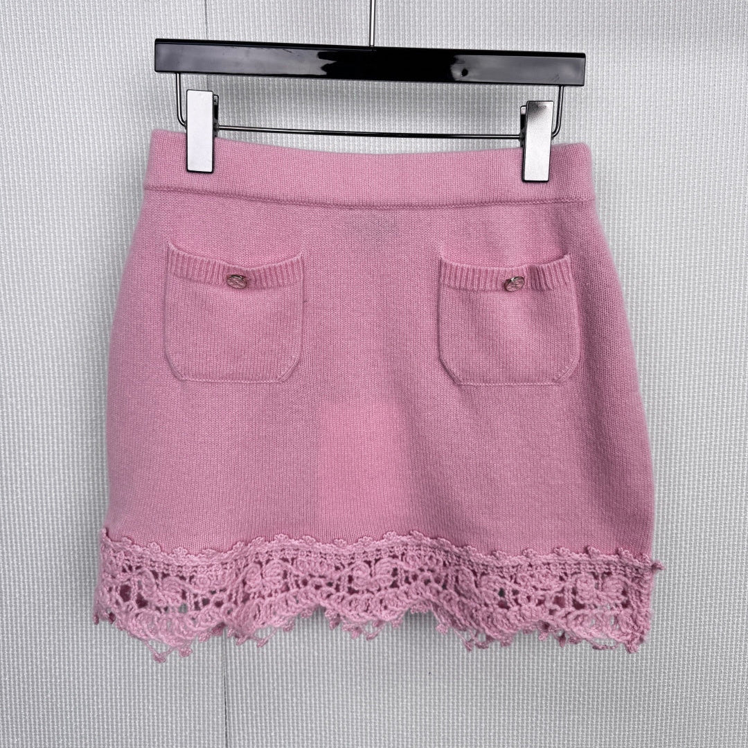 CHANEL 25S KNITTED LACE MIDI SKIRT 414