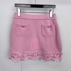 CHANEL 25S KNITTED LACE MIDI SKIRT 414