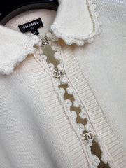 CHANEL 25S KNIT CARDIGAN WITH LACE COLLAR 417