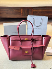 BEL AIR CARRY ALL BAG 35 IN BURGUNDY RED NAPPA LAMBSKIN GOLD HARDWARE