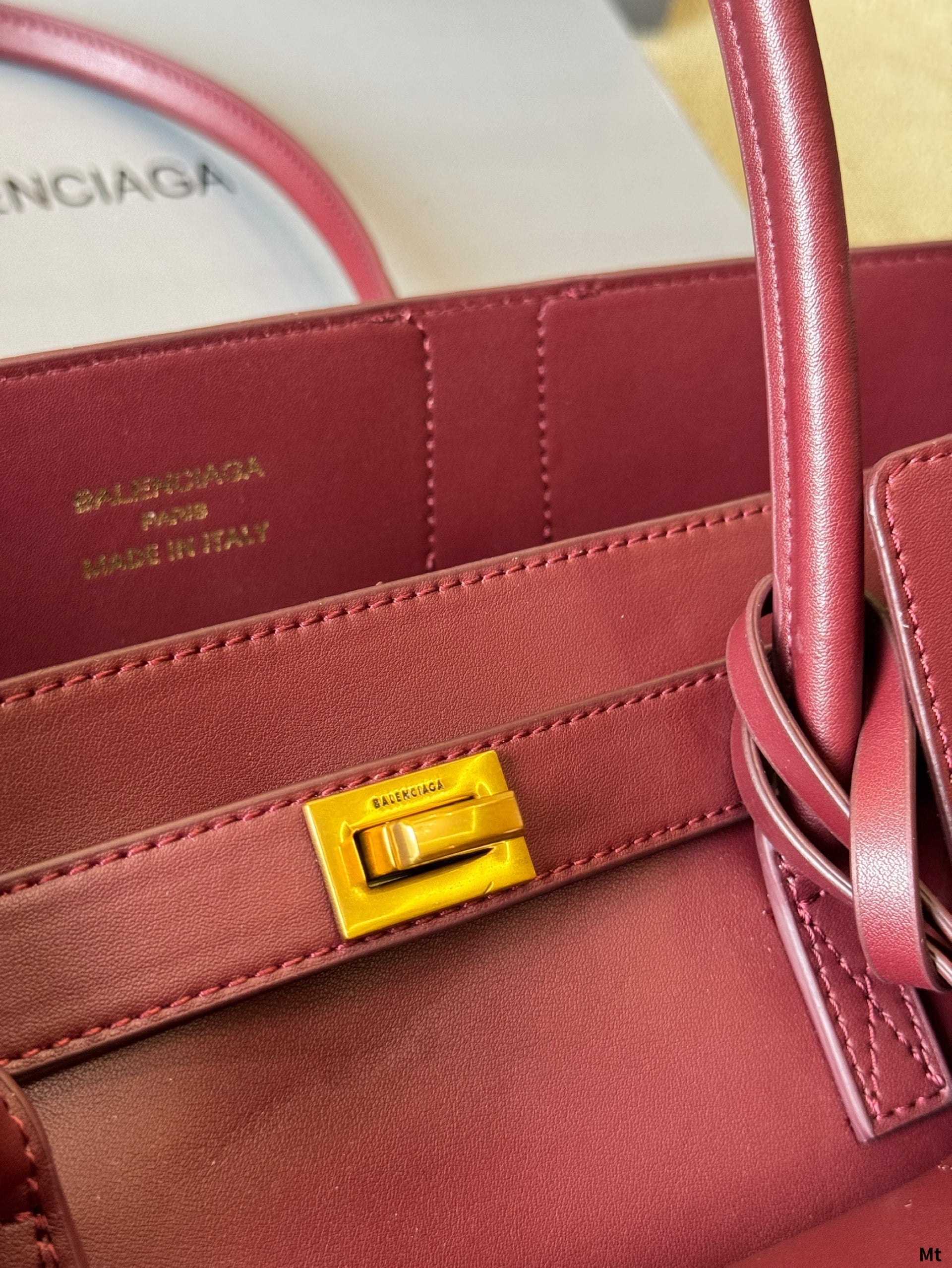 BEL AIR CARRY ALL BAG 35 IN BURGUNDY RED NAPPA LAMBSKIN GOLD HARDWARE