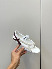 THONG SANDALS IN BEIGE SUEDE MIX WHITE TECH FABRIC