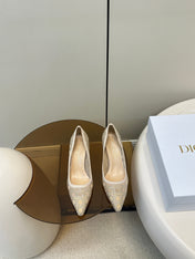 POINTED TOE HEELS 55MM IN NUDE MESH WITH RHINESTONES
