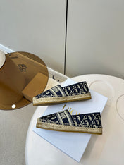 CD GRANVILLE ESPADRILLE BLUE OBLIQUE EMBROIDERED COTTON 01