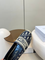 CD GRANVILLE ESPADRILLE BLUE OBLIQUE EMBROIDERED COTTON 01