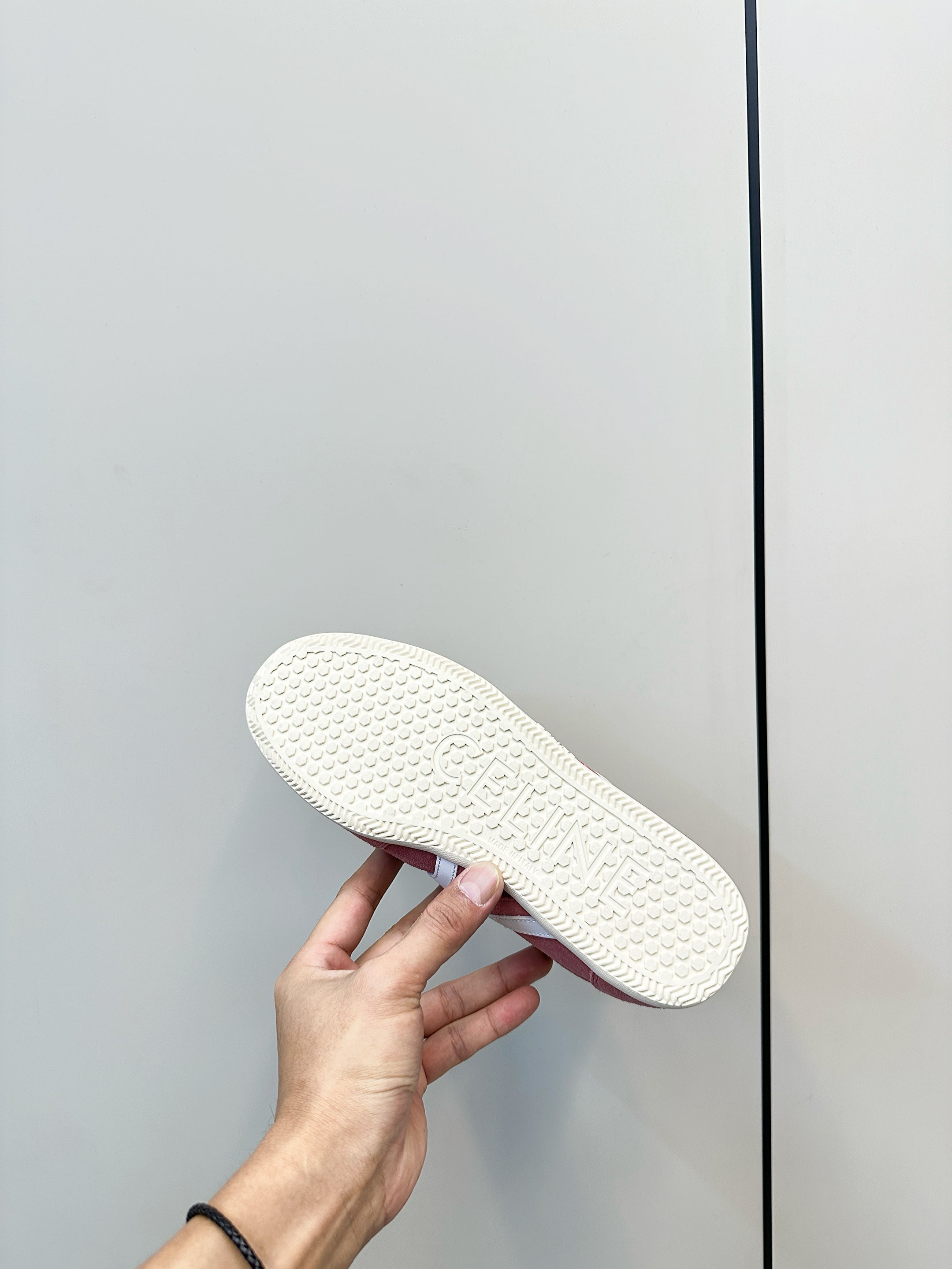 CELINE 25S JOGGER LOW LACE UP SNEAKER WITH TRIOMPHE IN BABY PINK SUEDE