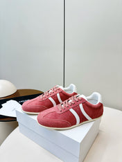 CELINE 25S JOGGER LOW LACE UP SNEAKER WITH TRIOMPHE IN BABY PINK SUEDE