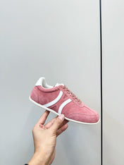 CELINE 25S JOGGER LOW LACE UP SNEAKER WITH TRIOMPHE IN BABY PINK SUEDE