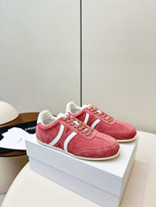 CELINE 25S JOGGER LOW LACE UP SNEAKER WITH TRIOMPHE IN BABY PINK SUEDE