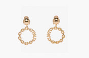 MIUMIU 26S CHAIN HOOP LOGO DROP EARRINGS IN GOLD TONE METAL 617564