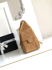 CHANEL 25S HOBO BAG 30 IN BROWN SUEDE WITH GOLD HARDWARE