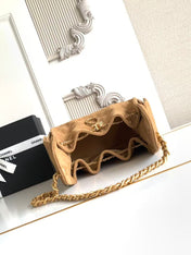 CHANEL 25S HOBO BAG 30 IN BROWN SUEDE WITH GOLD HARDWARE