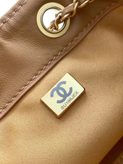 CHANEL 25S HOBO BAG 22 IN BROWN SUEDE WITH GOLD HARDWARE