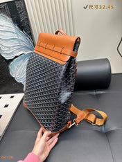 CISALPIN BACKPACK 45 IN BROWN GOYARDINE CANVAS AND CALFSKIN