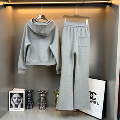 MIUMIU FLEECE TOP AND FLARED PANTS SET STYLE 216