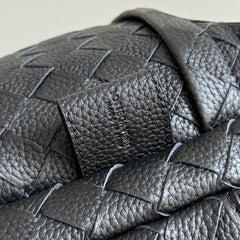 BOTTEGA VENETA 25S INTRECCIATO BAG 46 IN BLACK CALFSKIN SILVER HARDWARE