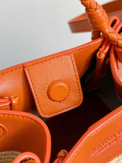 BOTTEGA VENETA 25S SMALL PARACHUTE 20 IN BURNED ORANGE CALFSKIN AND RAFFIA